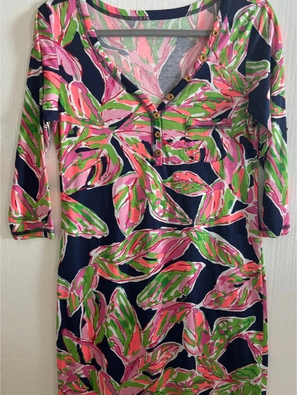 Lilly Pulitzer Palmetto Henley Dress in “In the Vias” print.